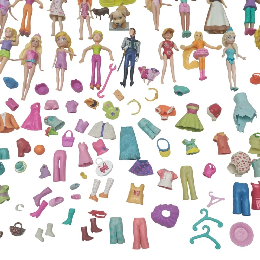Mini Princess Polly Pocket Doll Mix + Rubber Clothes, Shoes, bags, hats, 100's‎